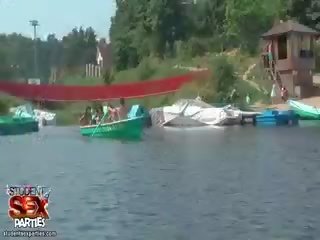 Students sailing in a prau