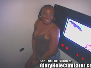 18 Year Old Ebony High School young lady Sucks, Fucks, & Swallows In The Gloryhole!