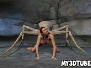 3d tóc đỏ diva nhận fucked lược qua một người ngoài hành tinh spider