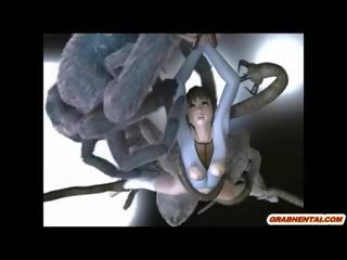 3d anime apanhada e brutalmente fodido por spider monsters