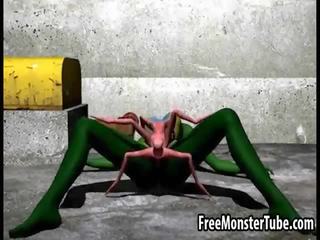 3d kartun alien divinity getting fucked hard by a spider